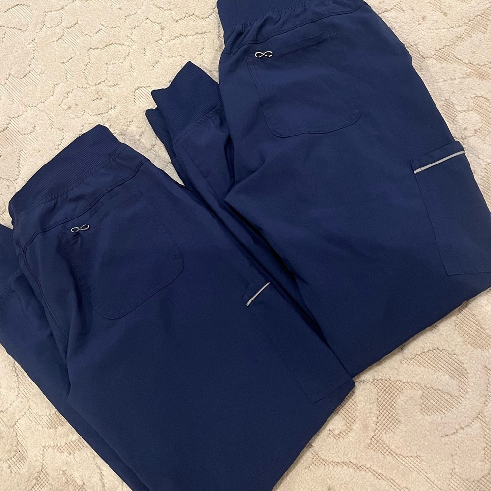 Two navy blue scrub joggers